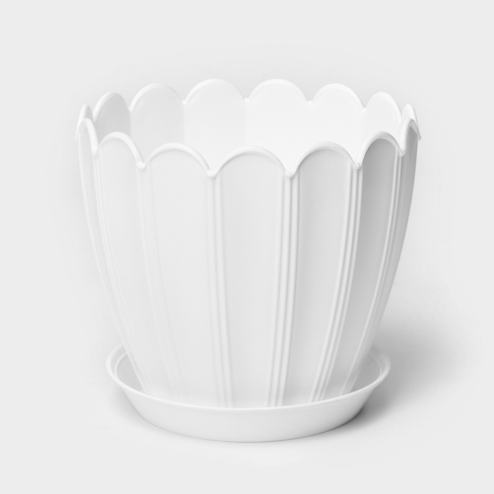 Горшок для цветов с поддоном «Хризантема», 0,6 л, d=11 см, h=9,5 см, цвет белый Горшок для цветов с поддоном «Хризантема», 0,6 л, d=11 см, h=9,5 см, цвет белый