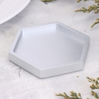 Подсвечник "Шестигранник. Мрамор" из гипса,9,7х11,3х1см,серебро