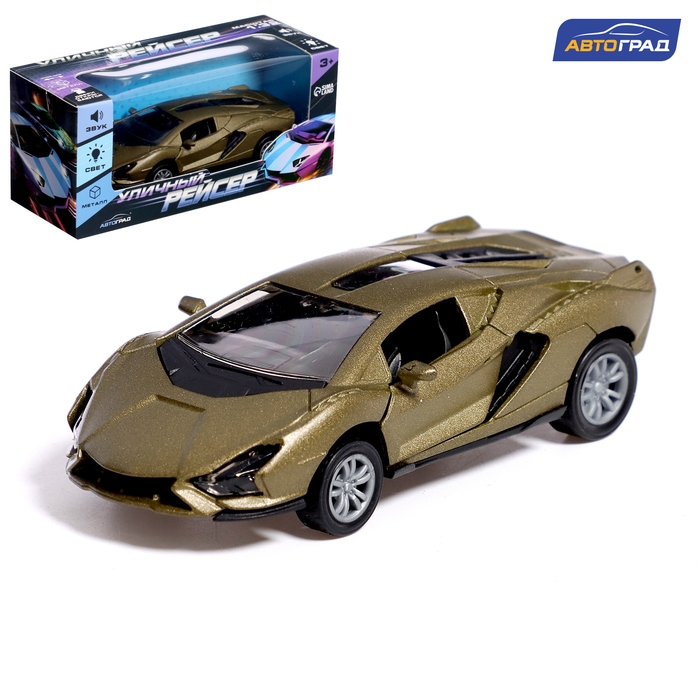 Машина металлическая &laquo;Уличный рейсер&raquo;, инерционная, 1:32, открываются двери, звуковые и световые эффекты, цвет зелёный