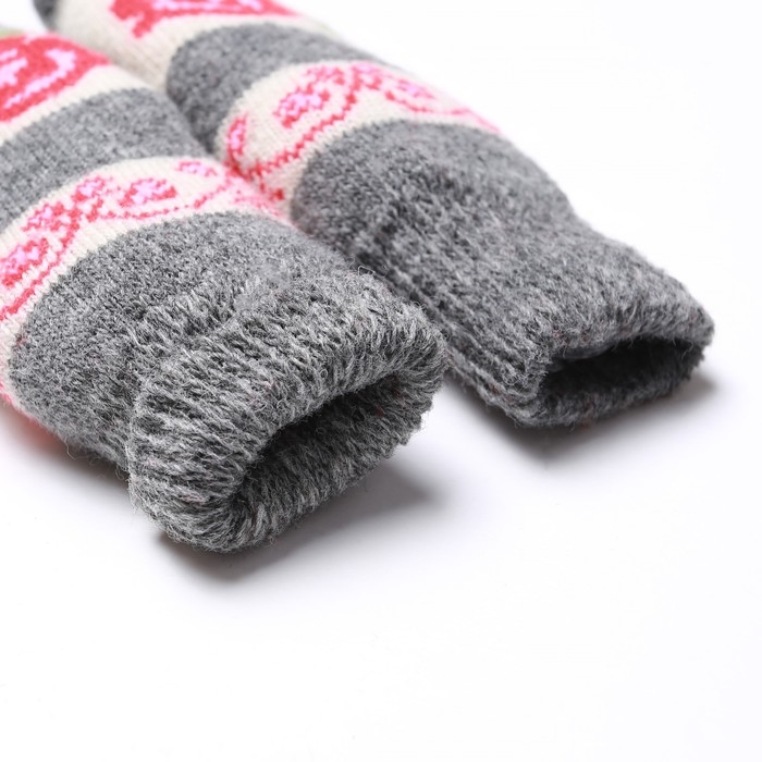 Варежки женские шерстяные, цвет серый, размер 20-22