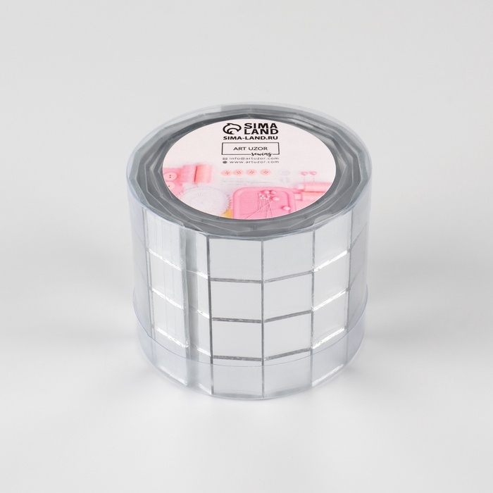 Зеркальная мозайка клеевая, 1 &times; 1 см, 4 ряда 4 см &times; 1 м, серебряное стекло