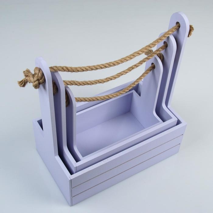 Набор кашпо деревянных 3 в 1 (29×18×33; 25×15×30; 21×12×23) Набор кашпо деревянных 3 в 1 (29×18×33; 25×15×30; 21×12×23) "Аром", лаванда