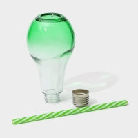 Бокал стеклянный для коктейля с трубочкой Доляна &laquo;Лампочка&raquo;, 280 мл, 7&times;15 см, цвет МИКС