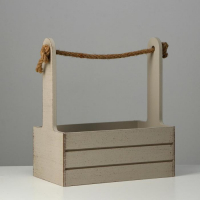 Кашпо деревянное 25.5&times;15&times;30 см "Прованс", ручка канат, светло-серый