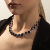 Колье «Драгоценность» круг в стразах, цвет синий в серебре, 32 см Колье «Драгоценность» круг в стразах, цвет синий в серебре, 32 см