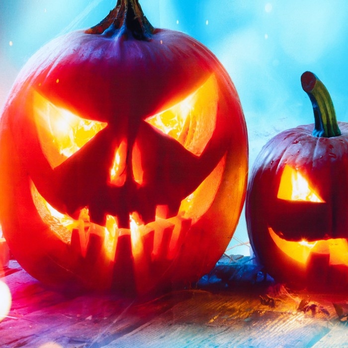 Фотофон винил "Тыквенные ночники" 80х125 см