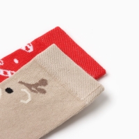 Новый год.Гольфы детские 2 пары Крошка Я, 10-12 см, бежевый / красный Новый год.Гольфы детские 2 пары Крошка Я, 10-12 см, бежевый / красный