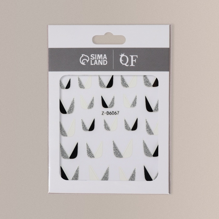 Наклейки для ногтей &laquo;FRENCH&raquo;, цвет белый/серебристый/чёрный