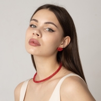 Серьги со стразами &laquo;Роли&raquo; губы, цвет красный