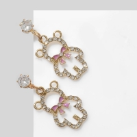 Серьги со стразами &laquo;Мишки&raquo; контур, цвет сиренево-белый в золоте