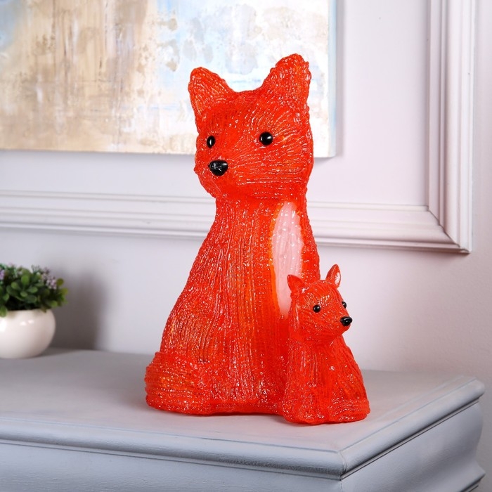 Светодиодная фигура &laquo;Лиса с лисёнком&raquo; 24 &times; 35 &times; 19 см, акрил, 40 LED, 220 В, свечение белое