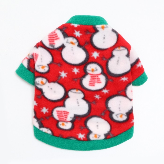 Толстовка для животных Толстовка для животных "Снеговик", размер XS, красная (ДС 21, ОШ 20, ОГ 30 см)