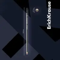 Карандаш чернографитный с ластиком Erich Krause "Megapolis", HB, грифель d=2.2 мм, дерево, шестигранный в тубусе, чёрный корпус