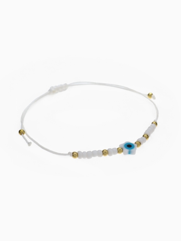 Браслет-оберег «Глазик» на нити, звезда, цвет белый в золоте Браслет-оберег «Глазик» на нити, звезда, цвет белый в золоте