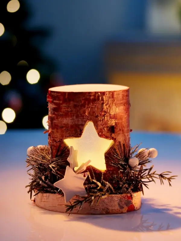 Светодиодная фигура деревянная &laquo;Декоративный пень&raquo;, 1 LED, от батареек AAAx2, свечение тёплое белое