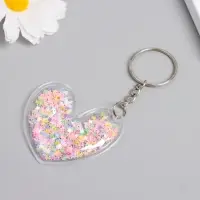 Брелок для ключей на кольце &laquo;Сердечко&raquo;, пластик с глиттером, 5.2&times;4.8 см, МИКС