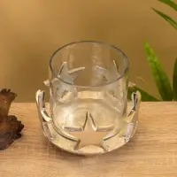 Подсвечник со стеклом"Созвездие" алюминий 11х11х12 см