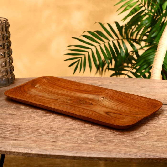 Блюдо 45х20х2 см, тиковое дерево