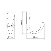 Крючок мебельный ТУНДРА TKO020, однорожковый, бронза, 50 шт