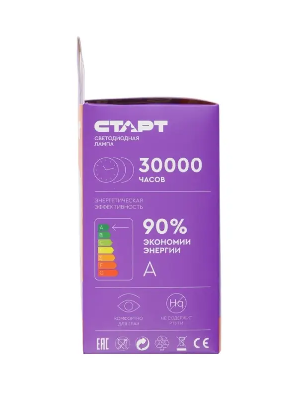 Лампа светодиодная СТАРТ, 20 Вт, Е27, 2700К, 1600 лм, свечение тёплое белое