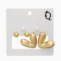 Набор серьги 3 пары &laquo;Буквы&raquo; любовь, цвет розовый в золоте