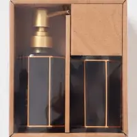 Набор для ванной "Равновесие", 2 предмета (дозатор для мыла, стакан), цвет черный