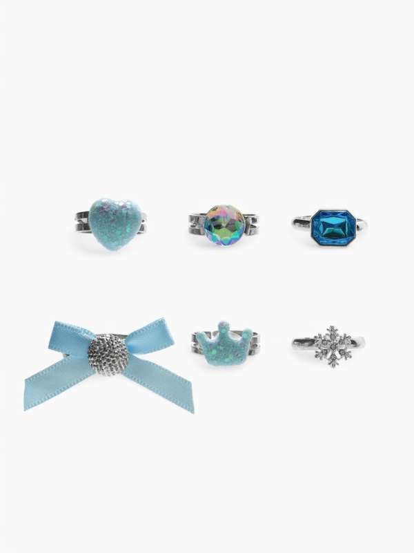 Кольца детские "Выбражулька" набор 6шт,зимняя принцесса ассорти, форма и цвет МИКС, б-р