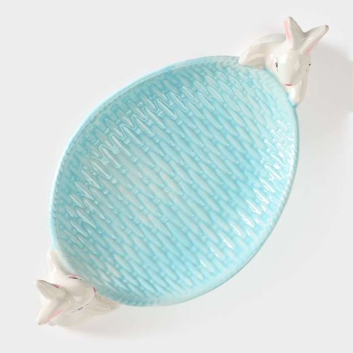 Блюдо сервировочное Доляна &laquo;Зайка&raquo;, 30&times;16,5&times;10 см, цвет голубой