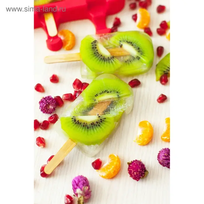 Форма для мороженого &laquo;Эскимо макси&raquo;, силикон, 19.5&times;14.5&times;2.5 см, 3 ячейки (8.2&times;4.6 см), МИКС