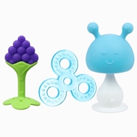 Набор прорезывателей силиконовых &laquo;Мой Зайка&raquo;, с погремушкой, 3 шт., на присоске, в кейсе, Крошка Я