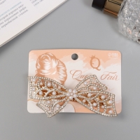 Заколка-автомат "Сильва блеск" бант кружево, 9 см, золото Заколка-автомат "Сильва блеск" бант кружево, 9 см, золото