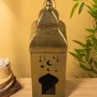 Подсвечник фонарь "Золотой полумесяц" железо 15х15х50,5 см