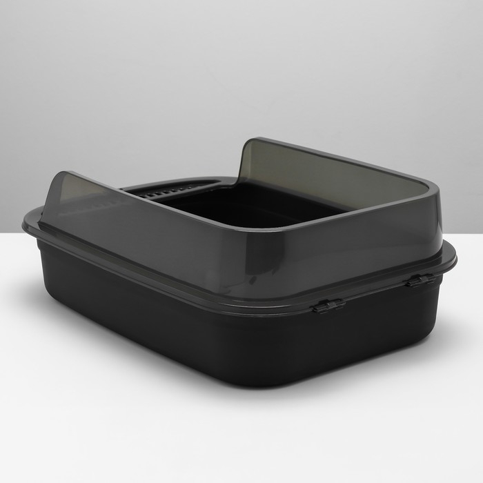 Туалет с прозрачными бортами с совком и фильтром, 50 х 34 х 18 см, чёрный Туалет с прозрачными бортами с совком и фильтром, 50 х 34 х 18 см, чёрный