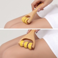 Массажёр - роллер, с шипами, универсальный, деревянный, 14.5&times;8&times;2 см, МИКС