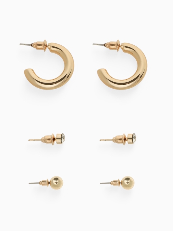 Набор серьги 3 пары &laquo;Классика&raquo; кольца, цвет золото