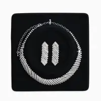 Набор 2 предмета: серьги, колье со стразами &laquo;Лёд&raquo;, d=13.5 см, белый в серебре