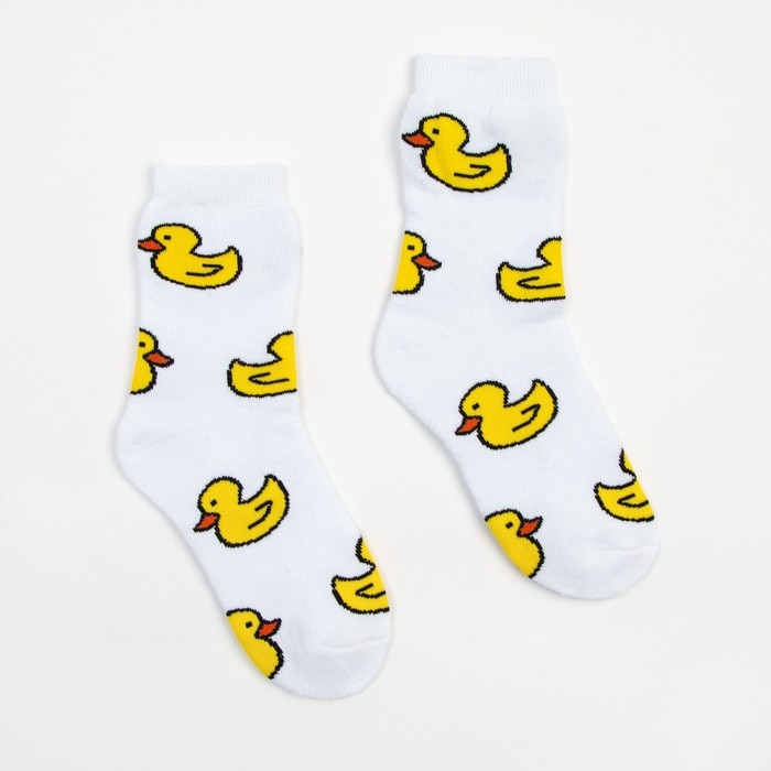 Носки женские махровые &laquo;Утка&raquo;, цвет белый, размер 23-25