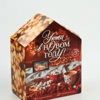 Набор с горячим шоколадом 3 шт, маршмеллоу и декором "Уюта в новом году"