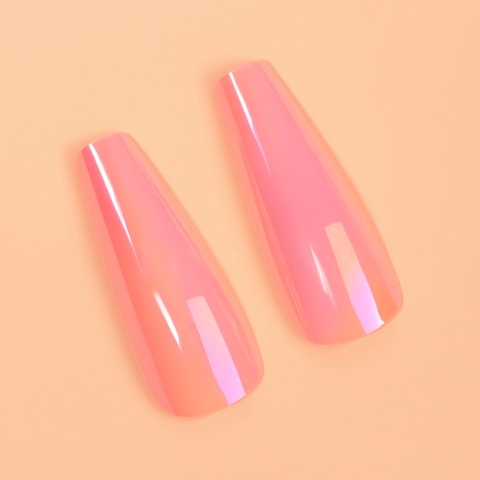 Накладные ногти &laquo;Перламутр&raquo;, 12 шт, с клеевыми пластинами, форма балерина, розовые