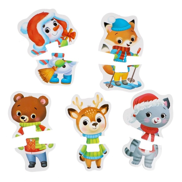 Макси-пазлы &laquo;Весёлый Новый год&raquo;, 5 пазлов, 10 деталей