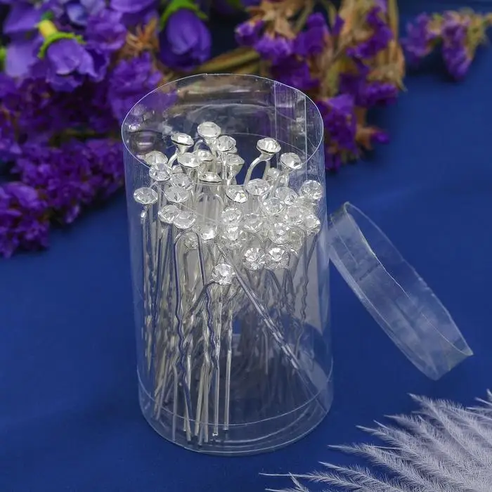 Шпилька для волос &laquo;Мини&raquo;, кристалл, серебро