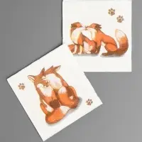 Салфетки бумажные Гармония цвета многоцветие "Лисички", 24*24 см 50 листов