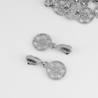 Бегунок автоматический для металлической молнии, №3, декоративный &laquo;Снежинка&raquo;, 10 шт, цвет никель