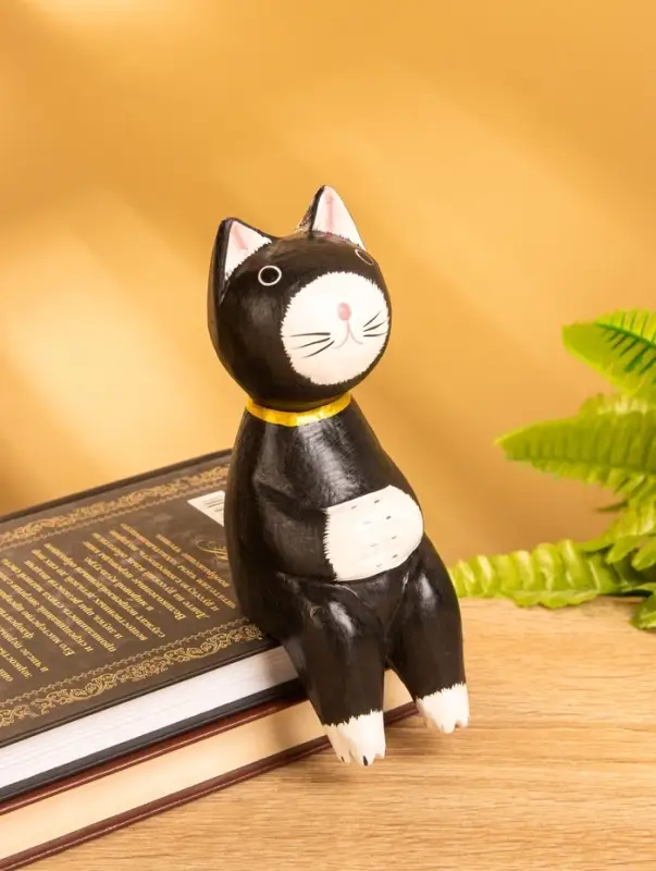 Сувенир &laquo;Кот сидячий&raquo;, 5&times;6&times;15 см, дерево, чёрный