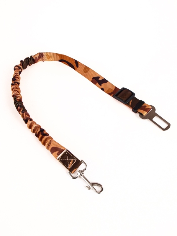 Ремень - поводок безопасности для собак амортизирующий, 50-70 х 2,5 см, коричневый камуфляж