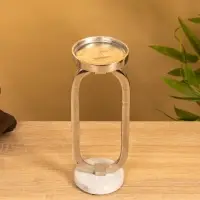 Подсвечник "Эллипс" 9х8,5х24,5 см, d 7,5 см, алюминий, мрамор