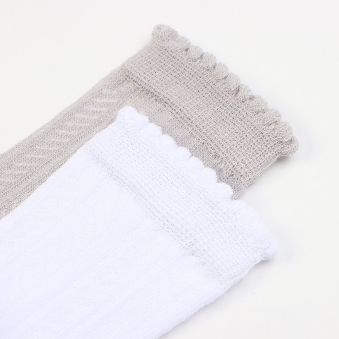 Гольфы ажурные 2 пары Крошка Я 10-12 см, белый/серый