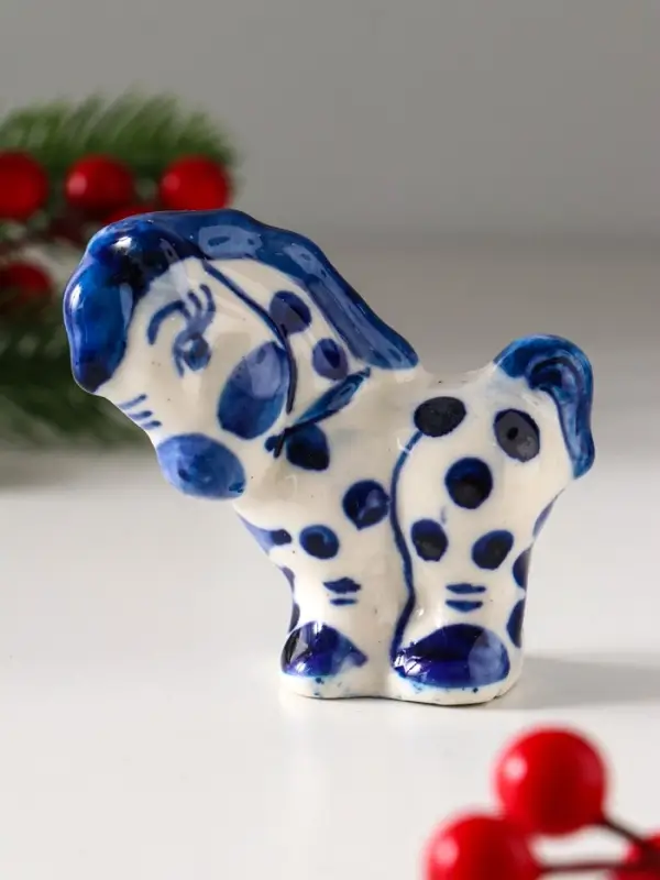 Сувенир "Конь в яблоках",9х5 см, гжель