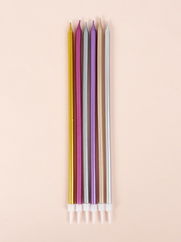 Свечи в торт "Высокий Ройс", 6 шт, разноцветные