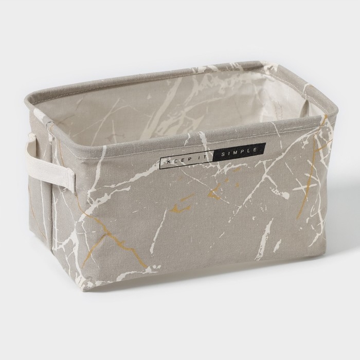 Корзина для хранения с ручками Доляна &laquo;Мрамор&raquo;, 28&times;16&times;16 см, серая